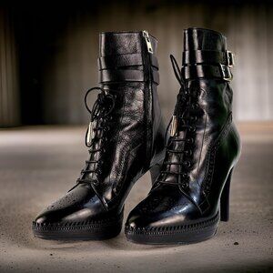 BURBERRY PRORSUM High Heeled Wingtip Boot - Size 38.5